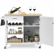 Load image into Gallery viewer, Gymax 4-Tier Wood Kitchen Island Trolley Cart Storage Cabinet w/ Wine Rack White
