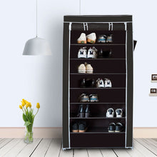 Load image into Gallery viewer, Gymax 10 Tier Shoe Tower Rack With Fabric Cover Storage Organizer Black
