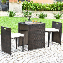 Load image into Gallery viewer, Gymax 3 PCS Cushioned Wicker Patio Furniture Set Seat Sofa Outdoor Garden Lawn Brown
