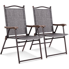 Load image into Gallery viewer, Gymax Set of 2 Folding Patio Furniture Sling Back Chairs Outdoors Gray
