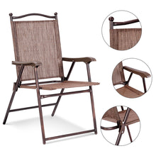 Load image into Gallery viewer, Gymax Set of 2 Folding Patio Furniture Sling Back Chairs Outdoors brown
