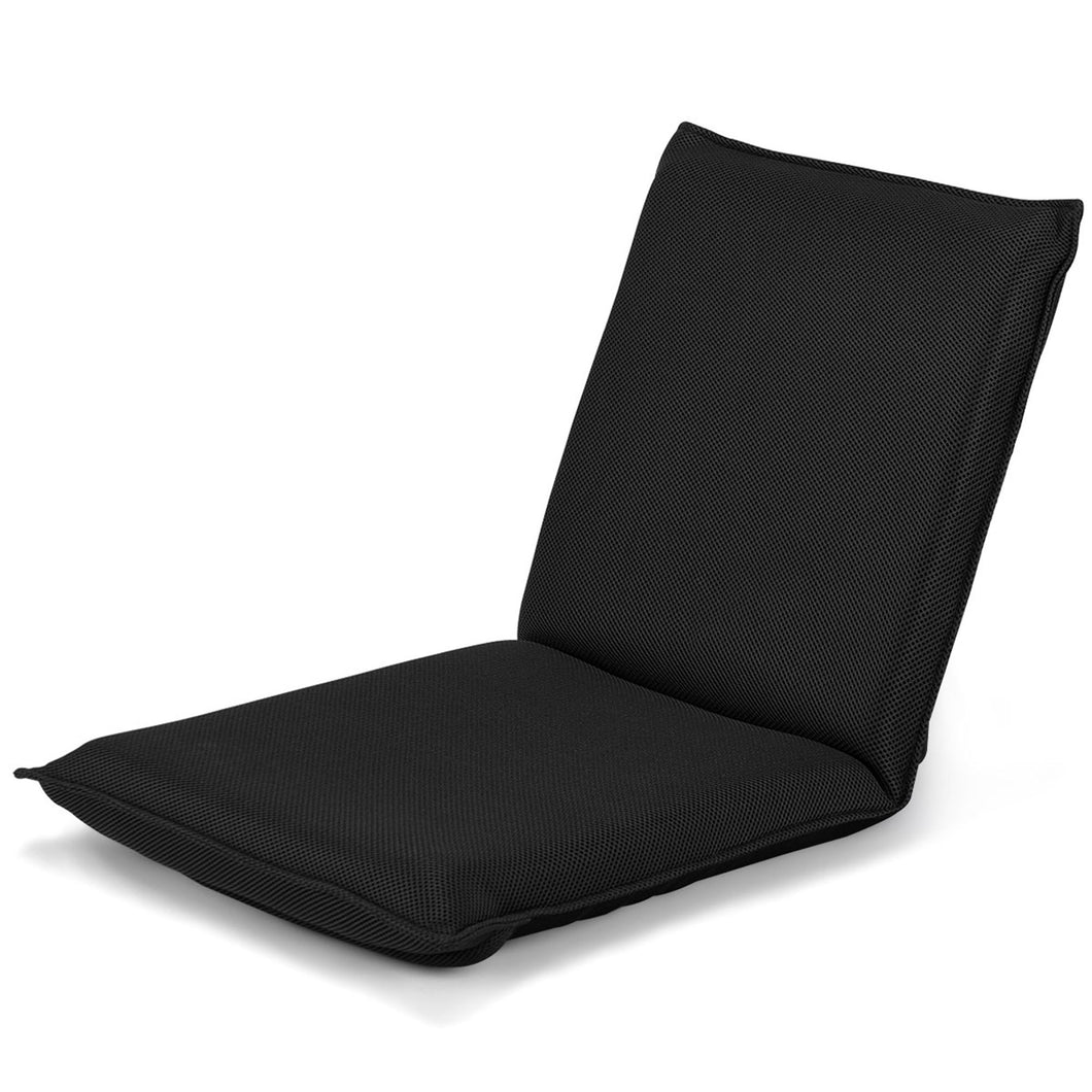 Gymax Adjustable 6-Position Floor Chair Folding Lazy Man Sofa Chair Multiangle Black