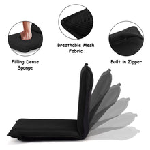 Load image into Gallery viewer, Gymax Adjustable 6-Position Floor Chair Folding Lazy Man Sofa Chair Multiangle Black
