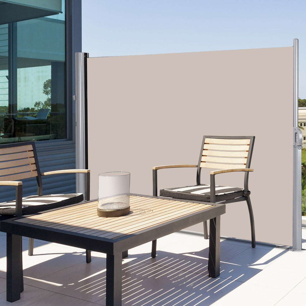Gymax 118.5'' x 71'' Patio Retractable Folding Side Awning Screen Privacy Divider Beige