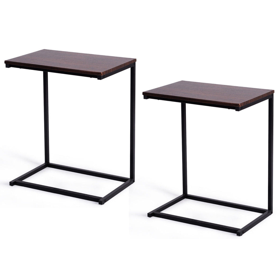 Gymax 2PCS 26'' Laptop Holder Sofa Side End Table C Table Home Office Furniture