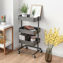 Load image into Gallery viewer, Gymax 3 Tier Metal Rolling Utility Cart Storage Mobile Organization
