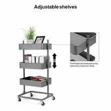 Load image into Gallery viewer, Gymax 3 Tier Metal Rolling Utility Cart Storage Mobile Organization

