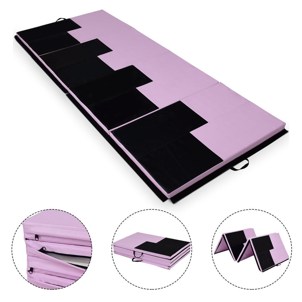 Gymax Folding 4'x10'x2'' Gymnastics Mat Portable Exercise Aerobics Exercise Gym Fitness