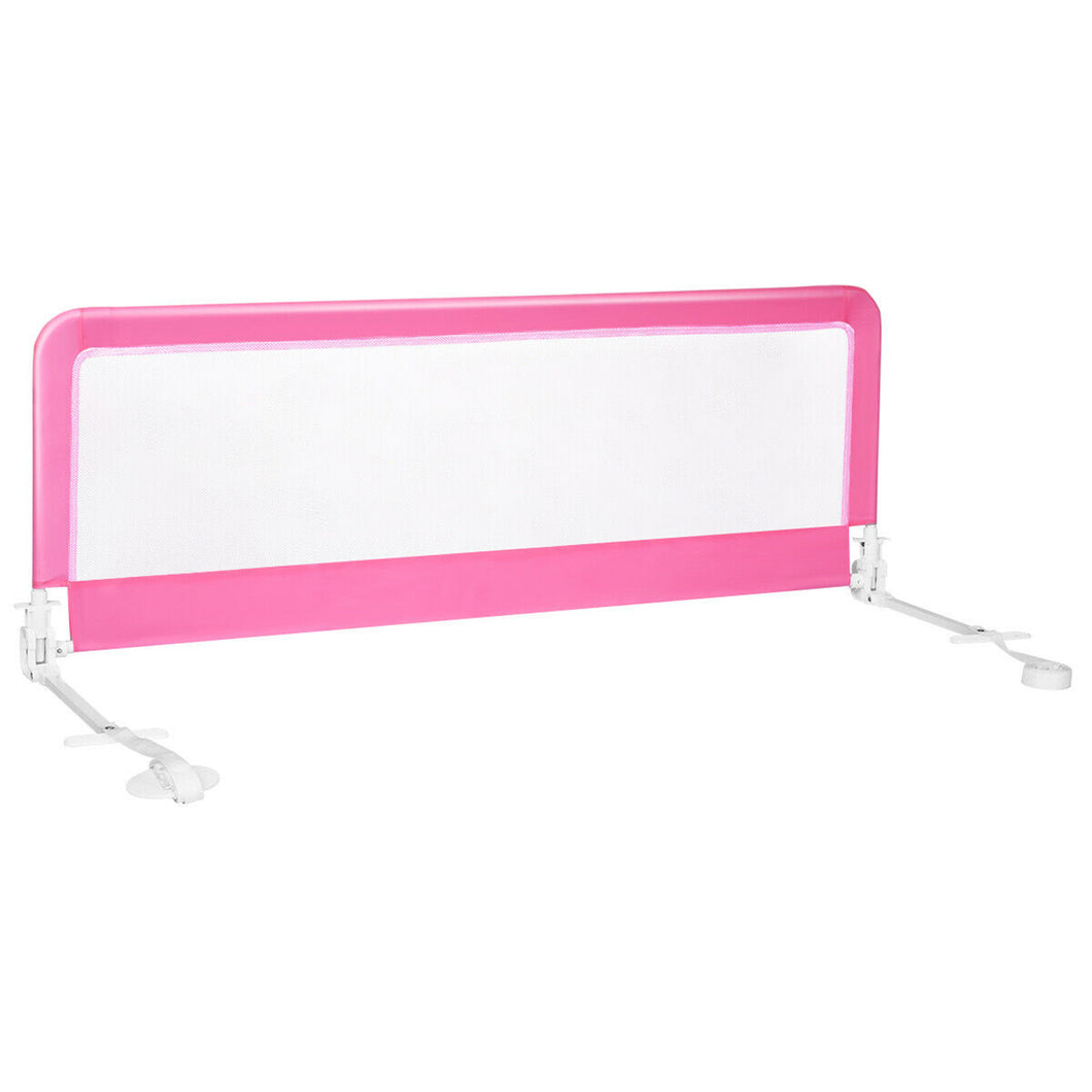 Gymax 59'' Breathable Baby Children Toddlers Bed Rail Guard Safety Swing Down Pink