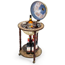 Load image into Gallery viewer, Gymax 17&#39;&#39; Wood Globe Wine Bar Stand 16th Century Italian Rack Liquor Bottle Shelf Cart

