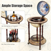 Load image into Gallery viewer, Gymax 17&#39;&#39; Wood Globe Wine Bar Stand 16th Century Italian Rack Liquor Bottle Shelf Cart
