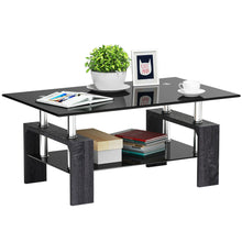 Load image into Gallery viewer, Gymax Rectangular Glass Coffee End Side Table w/ Shelf Living Room Furniture Black
