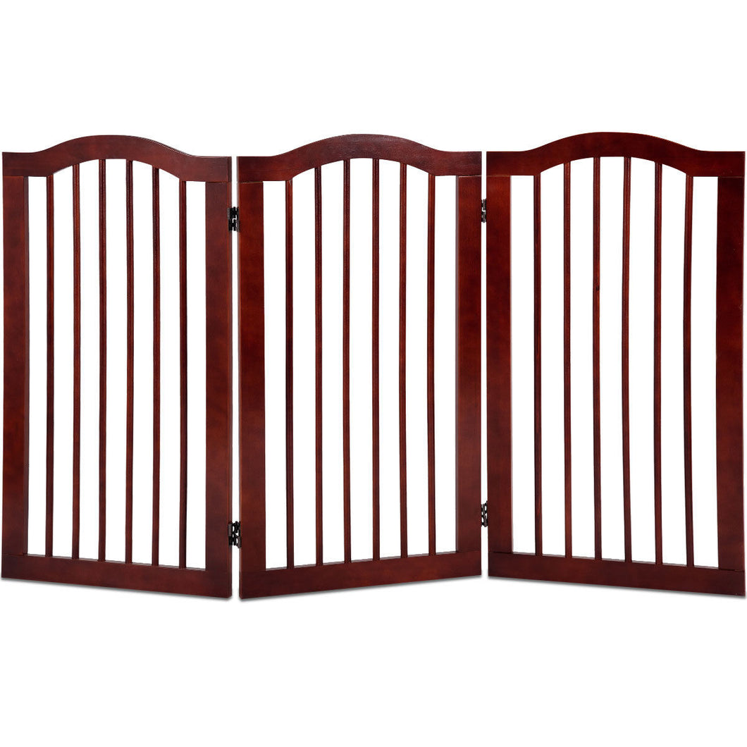Gymax 36'' 3 Panel Folding Freestanding Wood Pet Dog Safety Gate Z Shape Fence Doorway
