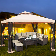 Load image into Gallery viewer, Gymax 10x10ft Metal Gazebo W/ Mosquito Netting Canopy Gazebo 2 Tier Vented Gazebo Top
