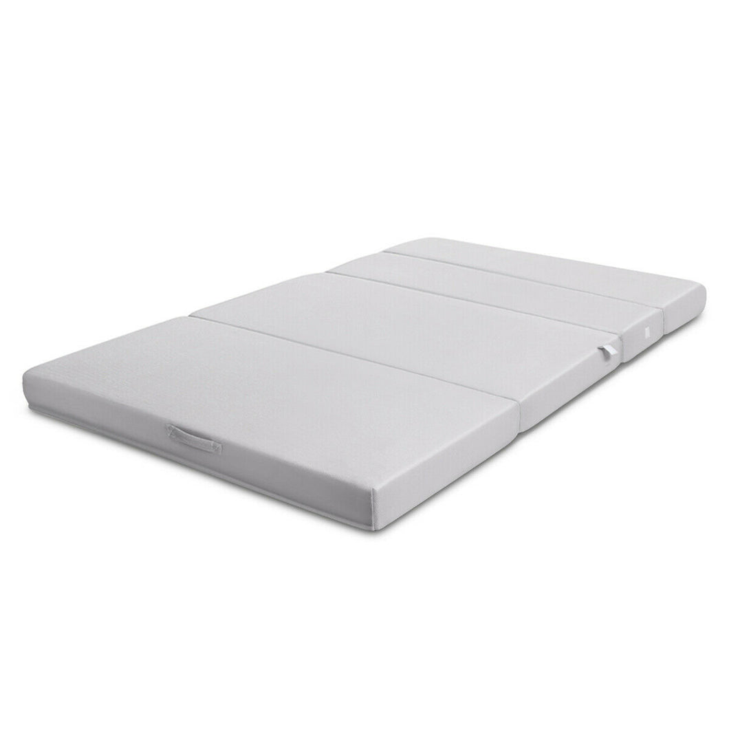 Gymax 4'' Full XL Size Foam Folding Mattress Sofa Bed Guests Floor Mat Carrying Handles