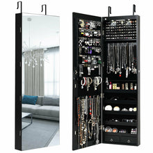 Load image into Gallery viewer, Gymax Wall &amp; Door Mounted Mirrored Jewelry Cabinet Storage Organizer Black/White
