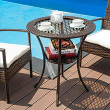 Load image into Gallery viewer, Gymax Round Rattan Wicker Coffee Table Glass Top Steel Frame Patio Furni W/Lower Shelf
