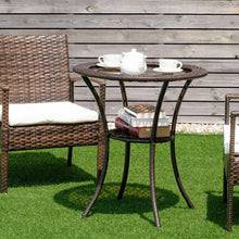 Load image into Gallery viewer, Gymax Round Rattan Wicker Coffee Table Glass Top Steel Frame Patio Furni W/Lower Shelf
