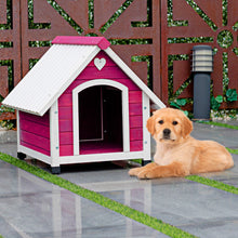 Load image into Gallery viewer, Gymax Wooden Princess Dog House Large/ Medium Pet Shelter Weather Resistant Pink
