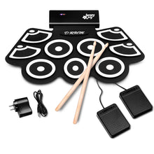 Load image into Gallery viewer, Gymax Electronic Roll Up Drum Set Silicone Rechargeable w/Foot Pedals Sticks
