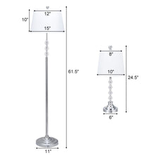 Load image into Gallery viewer, Gymax 3-Piece Lamp Set 2 Table Lamps 1 Floor Lamp Chrome Finished Modern Home Bedroom
