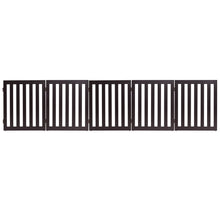 Load image into Gallery viewer, Gymax 24'' Configurable Folding Free Standing 5 Panel Wood Pet Dog Safety Fence Brown
