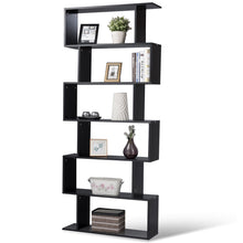Load image into Gallery viewer, Gymax 6 Tier S-Shaped Bookcase Z-Shelf Style Storage Display Modern Bookshelf Black

