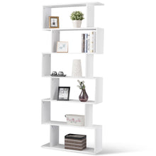 Load image into Gallery viewer, Gymax 6 Tier S-Shaped Bookcase Z-Shelf Style Storage Display Modern Bookshelf White
