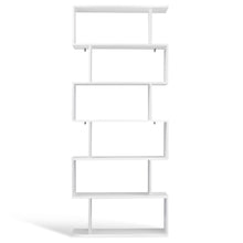Load image into Gallery viewer, Gymax 6 Tier S-Shaped Bookcase Z-Shelf Style Storage Display Modern Bookshelf White
