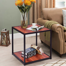 Load image into Gallery viewer, Gymax 20&#39;&#39; Metal Square Side/End Table Sofa Coffee Tea Stand Bottom W/2 Tier Shelf
