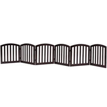 Load image into Gallery viewer, Gymax 24'' Configurable Folding Free Standing 6 Panel Wood Pet Dog Safety Fence Brown
