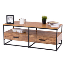 Load image into Gallery viewer, Gymax 47&#39;&#39; 2-Tier Cocktail Coffee Table Metal Desk Shelf Storage Bedroom W/2 Drawer
