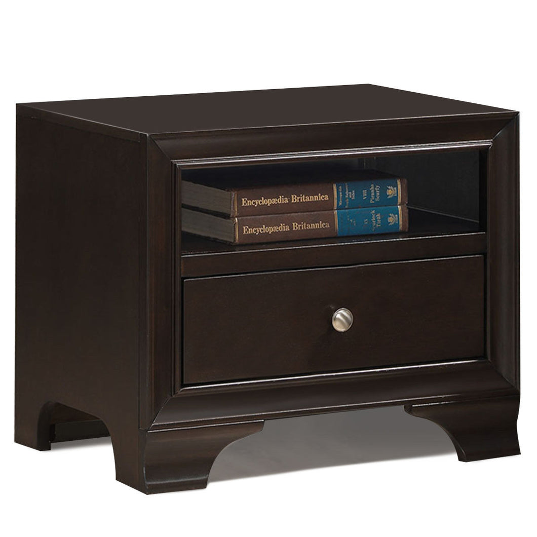 Gymax Vintage Nightstand Solid Wood Sofa Side End Table W/ USB Port & Drawer Brown