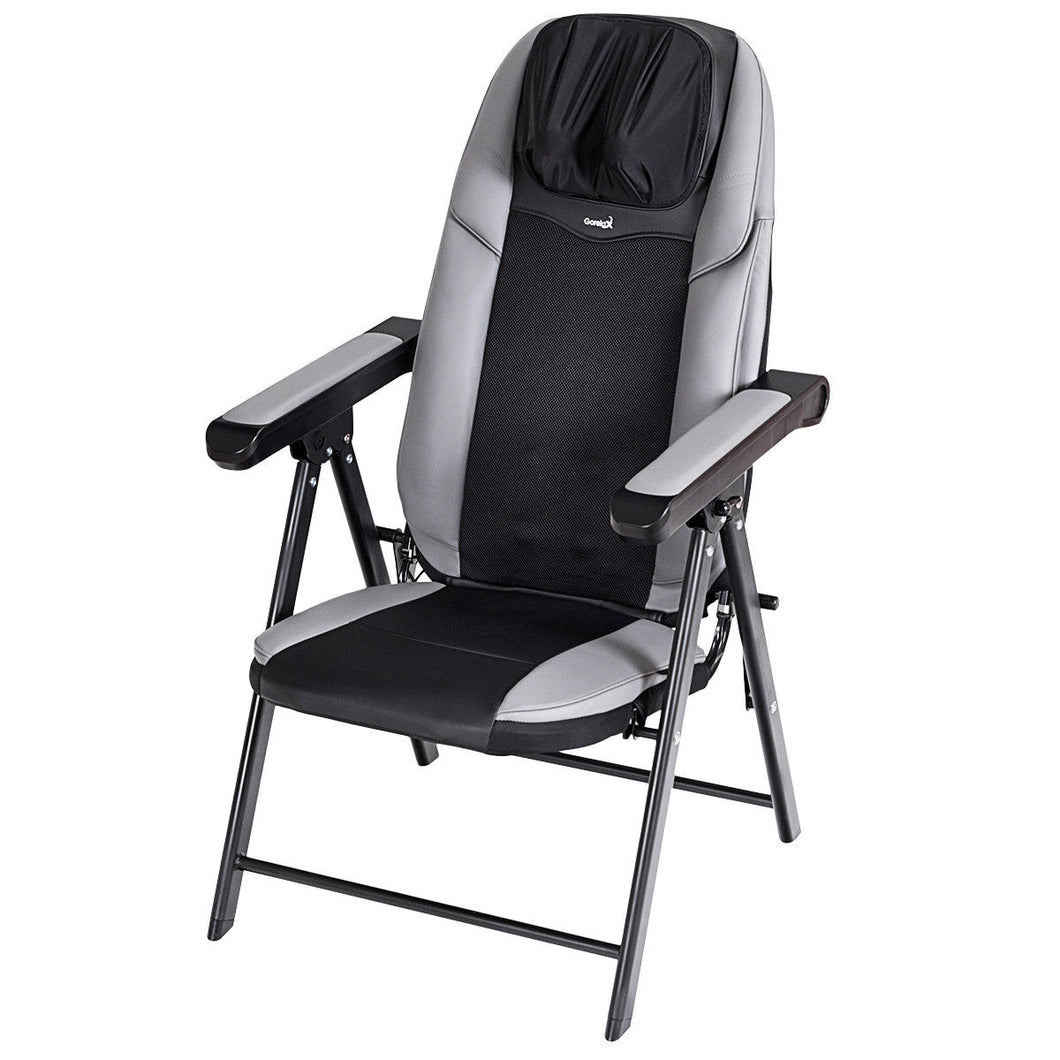 Gymax Adjustable Folding Shiatsu Massage Chair Heated Back & Neck Massager w/ USB Port