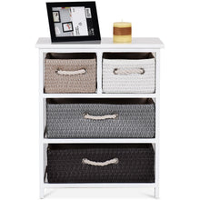 Load image into Gallery viewer, Gymax Storage Drawer Unit 4 Woven Basket Cabinet Chest Bedside Table Nightstand
