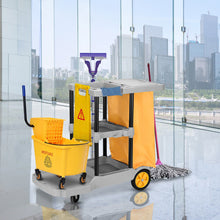Load image into Gallery viewer, Gymax Commercial Janitorial Cleaning Cart 3 Shelf Housekeeping Ultility Cart Vinyl Bag

