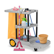 Load image into Gallery viewer, Gymax Commercial Janitorial Cleaning Cart 3 Shelf Housekeeping Ultility Cart Vinyl Bag
