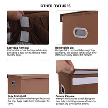 Load image into Gallery viewer, Gymax Double Laundry Hamper Storage Collapsible Basket Organizer Lid Mesh Bags Brown
