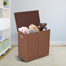 Load image into Gallery viewer, Gymax Double Laundry Hamper Storage Collapsible Basket Organizer Lid Mesh Bags Brown

