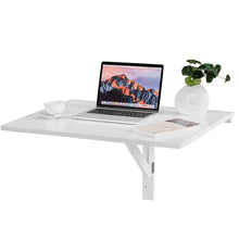Load image into Gallery viewer, Gymax Wall-Mounted Drop-Leaf Table Folding Kitchen Dining Table Desk Space Saver White
