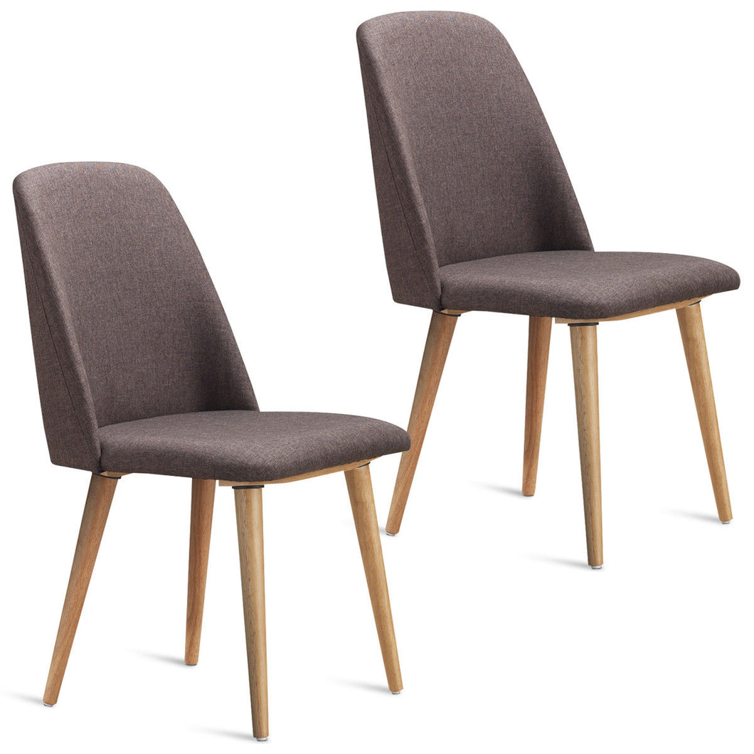 Gymax Set of 2 Accent Dining Chairs Armless Upholstered W/Wood Legs Leisure Furniture