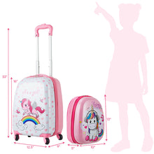 Load image into Gallery viewer, Gymax 2PC Kids Luggage Set 12&#39;&#39; Backpack &amp; 16&#39;&#39; Rolling Suitcase for School Travel ABS
