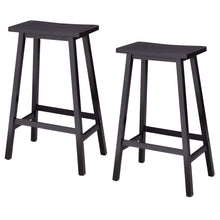 Load image into Gallery viewer, Gymax 2PC Saddle Seat Wood Bar Stool Chair Counter Height Beveled Seat Kitchen Garden
