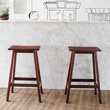 Load image into Gallery viewer, Gymax 2PC Saddle Seat Wood Bar Stool Chair Counter Height Beveled Seat Kitchen Garden

