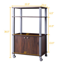 Load image into Gallery viewer, Gymax Bakers Rack Microwave Stand Rolling Storage Cart Multi-functional Display Walnut
