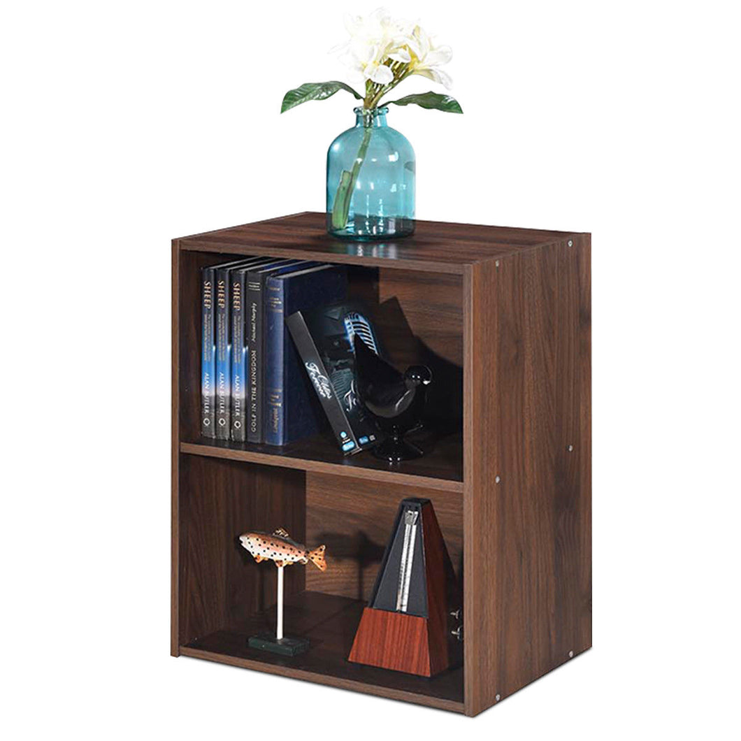 Gymax 2 Tier Open Shelf Night Stand End Table Sofa Side Storage Display Furni Walnut