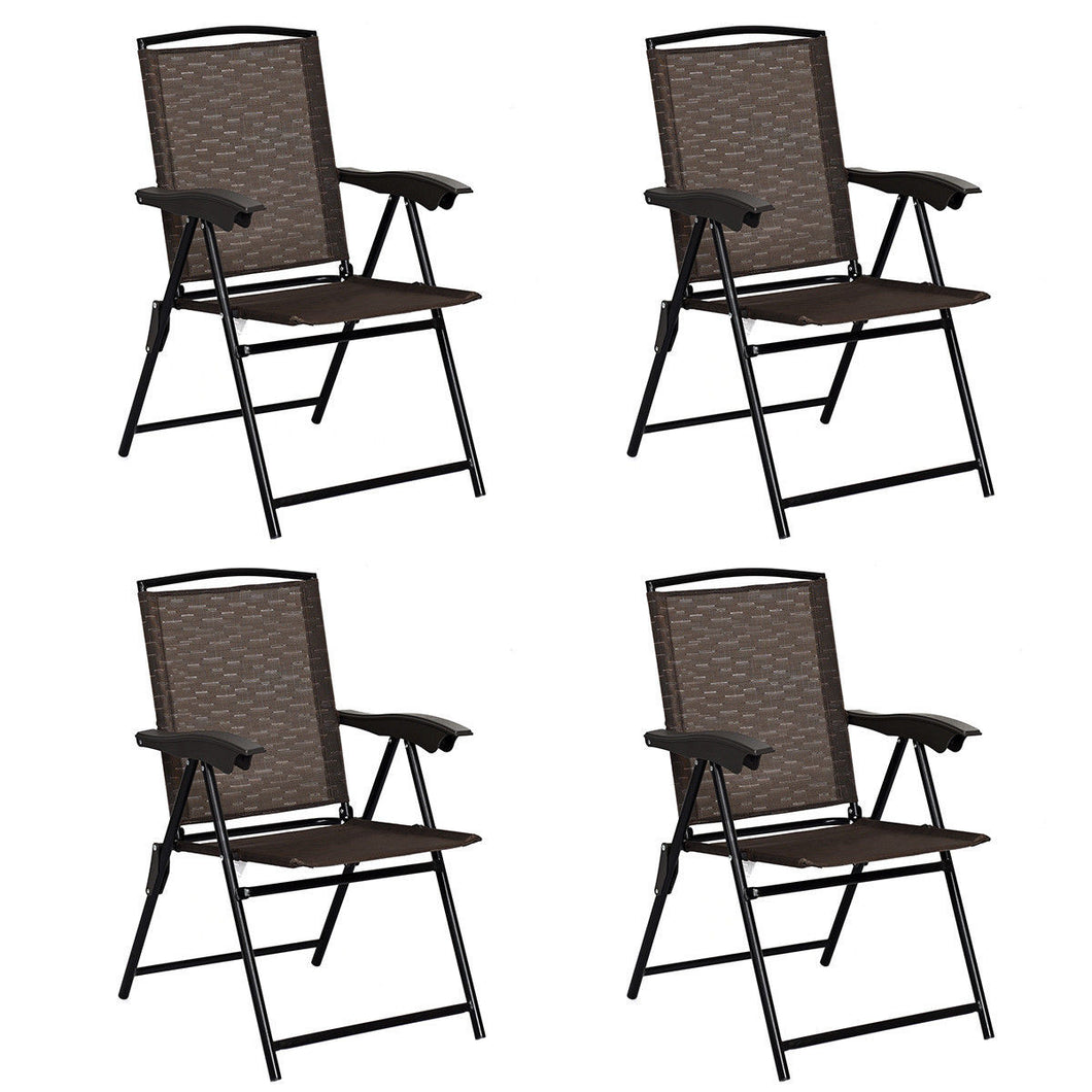 Gymax 4PCS Adjustable Folding Fabric Chair Powder Coated Steel Tube Frame Indoor Outdoor