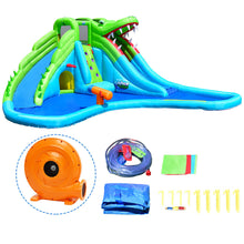 Load image into Gallery viewer, Gymax Crocodile Inflatable Water Slide Park Dual Slides Climbing Wall &amp; Splash Pool
