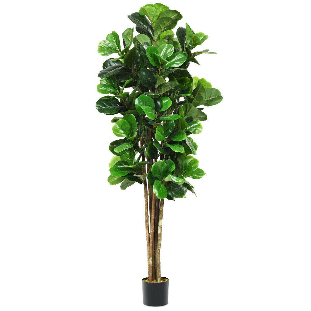 Gymax 6-Feet Artificial Fiddle Leaf Fig Tree Indoor-Outdoor Home Decorative Planter