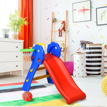 Load image into Gallery viewer, Gymax 2 Step Children Folding Slide w/ Basketball Hoop For Kids Indoor &amp; Outdoor
